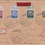 Dt. Bes. Lothringen - 100, 50, 25 +15 Pfg. Hindenburg Portostufe !! Metz 1941
