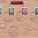 Dt. Bes. Lothringen - 80, 40, 30 +20 Pfg. Hindenburg Portostufe !! Metz 1941