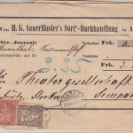 Schweiz - 5+10 Rp. sitz. Helvetia Nachnahme-Streiband Aarau - Sempach 1877