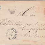 Baden - 3 Kr. Ganzsache K2 Bischofsheim a/Rhn 3 Mrz n. Karlsruhe 1867