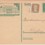 DR - 5 Pfg. Schiller Bildganzsache (Mülheim Ruhr Stadthalle) + Zusatz FFM 1927