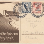 DR Olympiade 1936 Sonderganzsache+Zusatz i.d. SCHWEIZ SST Berlin Olympia-Stadion