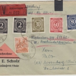 All.Bes./Kontrollrat - 80 Pfg. Ziffer u.a. Nachnahme Wertbrief Schleusingen 1947