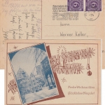 All.Bes./Kontrollrat - 2x6 Pfg Ziffer Weihnachtskarte Heidelberg Hohenstadt 1946