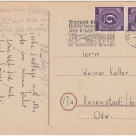 All.Bes./Kontrollrat - 2x6 Pfg Ziffer Weihnachtskarte Heidelberg Hohenstadt 1946