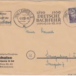 SBZ - Leipzig 1950 Bach-Feier/Kartoffelkäfer Masch.werbestempel Drucksache
