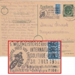BRD - Stuttgart 9 1952 Masch.werbestpl. 5. WM Int. Solitude Rennen Ganzsache