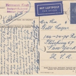 BRD - 40 Pfg. Europa Luftpostkarte n. USA Stuttgart - New York 1960