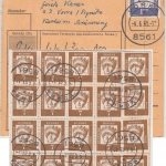 BRD - 1 M. + 20x7 Pfg. Bed. Deutsche Wertpaketkarte Vorra - Hamburg 1965