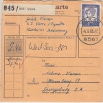 BRD - 1 M. + 20x7 Pfg. Bed. Deutsche Wertpaketkarte Vorra - Hamburg 1965