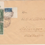 BRD - 2x10 Pfg. Luther Paar/Bogenecke + Notopfer/Bogenecke Brief Bardenberg 1952