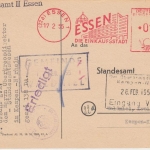 BRD - Essen 1955 "Die Einkaufsstadt" 10 Pfg. Absenderfreistempel Karte n. Kempen