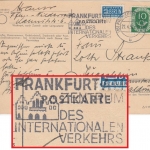 BRD - Frankfurt a/M 1952 Zentrum d. intern. Verkehrs Masch.werbestempel Karte n.