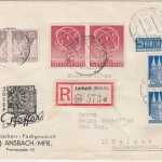 Berlin - 2x20 Pfg. ERP u.a. Einschreibebrief Ansbach - Haiger 1950
