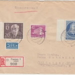 Berlin - 30 Pfg. Glocke/mitte u.a. Einschreibebrief Passau - Haiger 1954