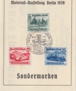 DR - Int. Automobil. u. Motorrad-Ausstellung Berlin 1939 Satz FDC Sonderblatt