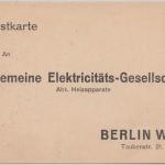 Berlin - Allgemeine Elektizitäts-Gesellschaft AEG Werbekarte Speisewärmer ca1920