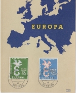 Saarland - 12+30 Fr. Europa Sonderkarte/FDC EST Saarbrücken 13.9.58