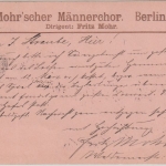 DR - Privatpost Berlin Packetfahrt 2 Pfg. Ganzsache Mohr'scher Männerchor 1896