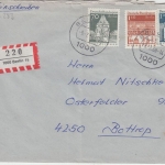 Berlin - 1,10+1 M + 70 Pfg. Bauwerke II Einschreibebrief n. Bottrop 1968