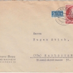 Berlin - 20 Pfg. Glocke rechts Brief Bad Nauheim - Karlsruhe 1952