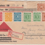 All.Bes./Kontrollrat - 45 Pfg Ziffer u.a. Nachnahme R-Brief Bad Blankenburg 1947