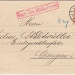 DP Polen - 7 1/2 Pfg. Germania Firmenkarte Lodz - Giengen a/B. 1916 Zensur Posen