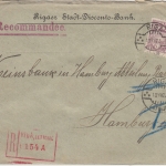 Lettland - 40 S. Wappen Einschreibebrief Riga - Hamburg 10.7.23