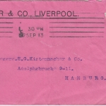 Großbritannien - 2 1/2 P. George V. Perfin T%Co Brief Liverpool - Hamburg 1913