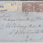 Indien/Pakistan - 4+2x1 A. König Georg V. Einschreibebrief Karachi Hamburg 1925