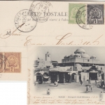 Tunesien - 5+2x2+1 C. Wappen sw-AK (Moschee) Tunis - Giengen 1902