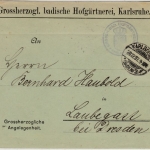 DR - Karlsruhe 1897, Grossh. Angelegenheit Hofgärtnerei Brief n. Laubegast