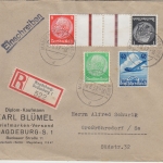 DR - 8+1 Pfg. Hindenburg Zusammendruck u.a. Einschreibebrief Magdeburg 1937