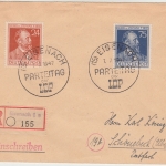All.Bes. - Eisenach 1947 Parteitag der LDP SST Einschreibebrief n. Schönebek