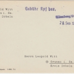 All.Bes. - Altenberg 29. SEP 1945 Gebühr bezahlt Setzkasten-Stpl. Karte n Grunau