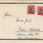 Berlin - 2x5 Pfg. Grünaufdruck Orts-Trauerbrief B.-Dahlem 1950