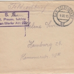 DR/Österreich - Preuss. Minen-Werfer-Abt. 222/KuK-Feldpostamt 27 Brief 1915