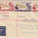 PNG 1'6 Sh. u.a. Südpazifik-Konferenz Luftpost Einschreibebrief Pt. Moresby 1962