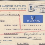 Australien - 2 Sh. Krokodil Luftpost Einschreibebrief Sydney - München 1950