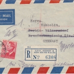 Australien - 2 Sh. Krokodil u.a. Luftpost Einschreibebrief Sydney - Berlin 1951