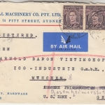 Australien - 1'6 Sh. Götterbote Hermes ua. Luftpost Einschreibebrief Sydney 1950