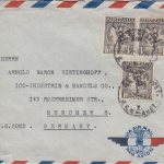 Australien - 3x1'6 Sh. Götterbote Hermes Luftpostbrief Sydney - München 1950