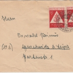 SBZ - 2x12 Pfg. Tag d. Briefmarke Brief Geithain - Gerschwitz 1948