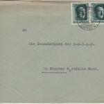 DR - 6 Pfg. AH waagr. Paar ex Block 7 Brief Hohenhausen (Lippe) - Münster 4.5.37