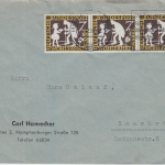 BRD - 3x7 Pfg. Gebrüder Grimm Brief München - Saarbrücken 1959