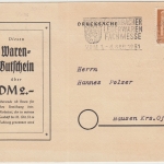 BRD - Offenbach 1951Firmenwerbekarte Uhren & Schmuck Wiegand