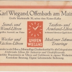 BRD - Offenbach 1951Firmenwerbekarte Uhren & Schmuck Wiegand