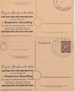 All.Bes./Kontrollrat 5+10 Pfg. Ganzsache Zudruck Tag d. briefmarke SST Kiel 1946