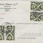 Portugal - 4x1 E. 50 J. Automobilclub Luftpostbrief Lissabon - Pforzheim 1953
