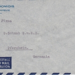 Griechenland - 2x800 Dr Wiederaufbau Luftpostbrief Thessaloniki - Pforzheim 1952